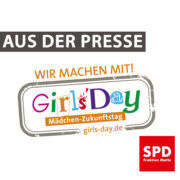 Bild vom Girls' Day Logo auf weißem Grund. Text: "Aus der Presse"