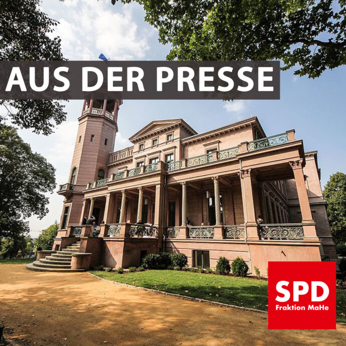 Bild des Schloss Biesdorfs. Text: "Aus der Presse"