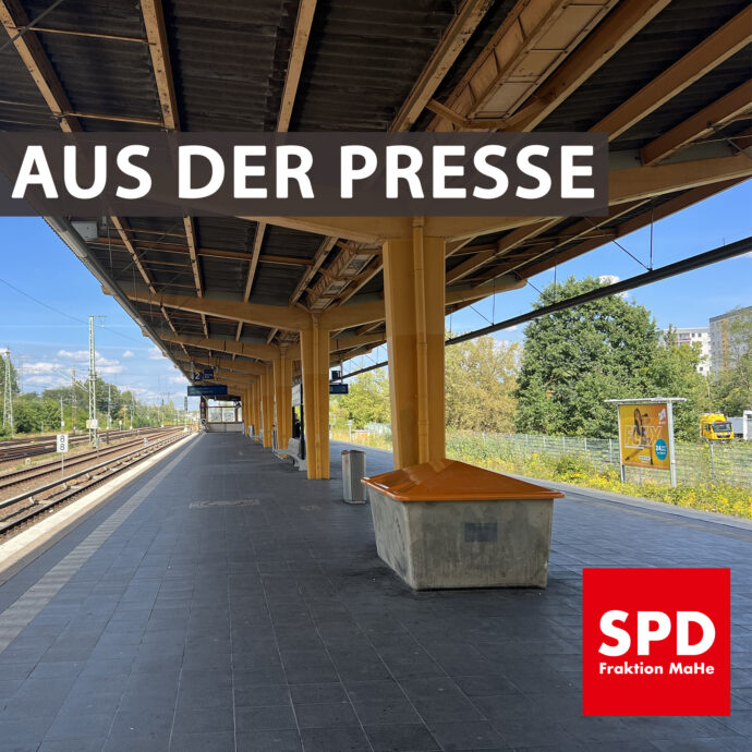 Bild vom Bahnhof Springpfuhl. Text: "Aus der Presse"
