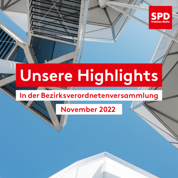 Bild vom Wolkenhain auf dem Kienberg. Text: "Unsere Highlights in der Bezirksverordnetenversammlung November 2022"