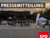 Bild vom Helene-Weigel-Platz am Abend. Text: "Pressemitteilung"