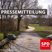 Bild vom Wuhlewanderweg. Text: "Pressemitteilung"