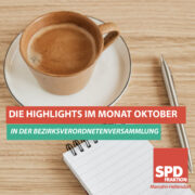 Text: "Die Highlights im Monat Oktober in der Bezirksverordnetenversammlung"